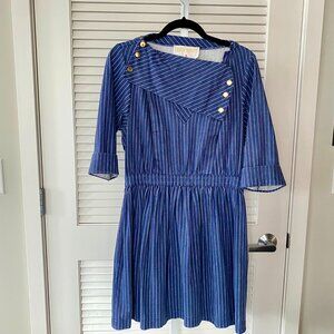 Lauren Moffatt Denim Mini Dress, Blue Striped, Size 6